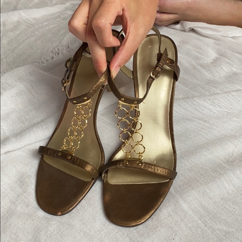 Nine West bronze heels with gold heel